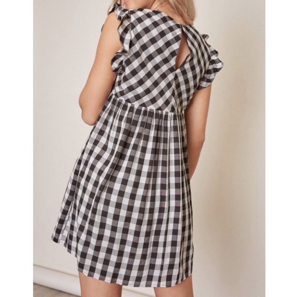 Black Gingham Mini Dress - Picture 3 of 4